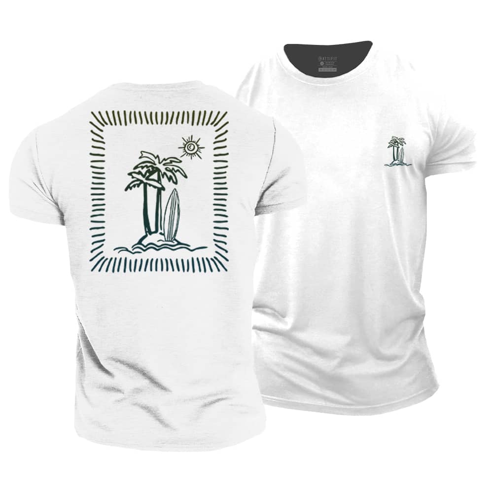 Palm Drawing Frame Cotton T-Shirt