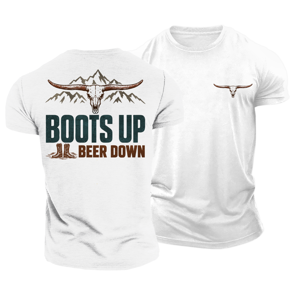 Boots up Beer Down Cotton T-Shirt