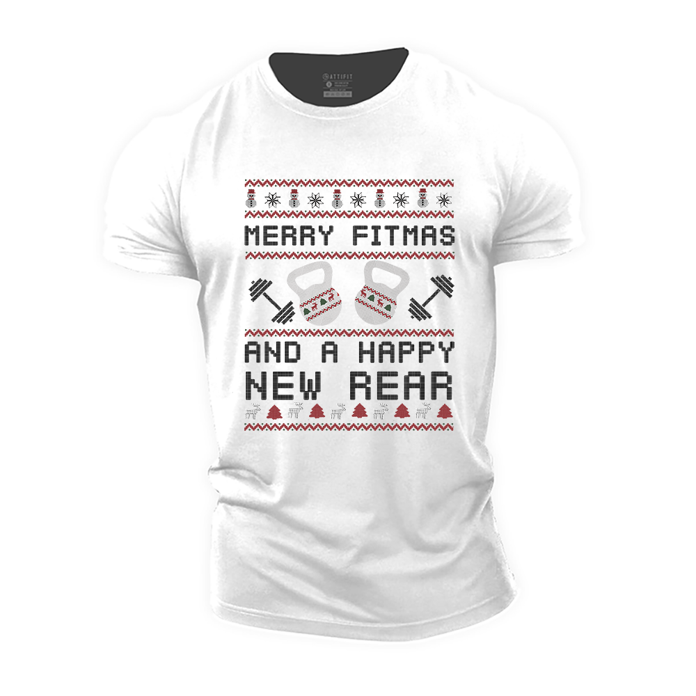 Merry Fitmas and a Happy New Rear Cotton T-Shirt
