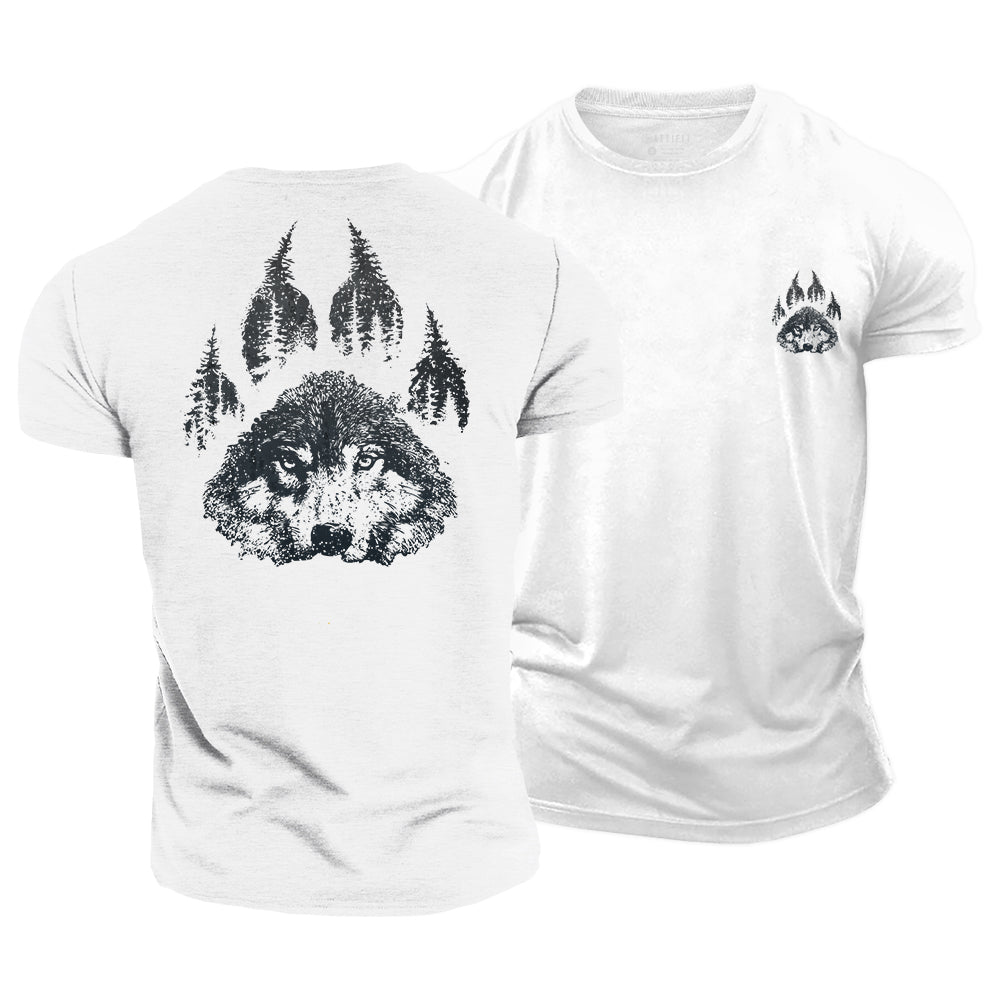 Wolf Paw Forest Cotton T-Shirt