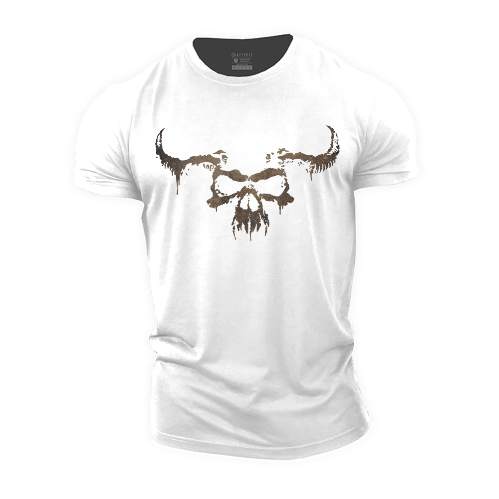 Bull Head Skull Cotton T-Shirt