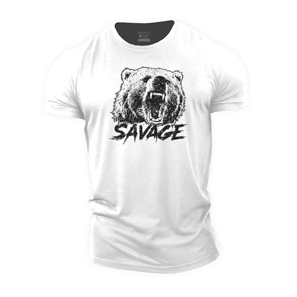 Savage Beast Bear Cotton T-Shirt