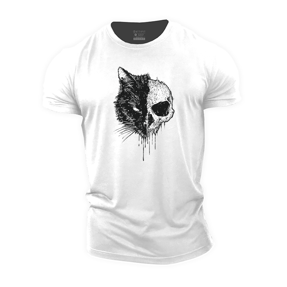 Skull Cat Cotton T-Shirt