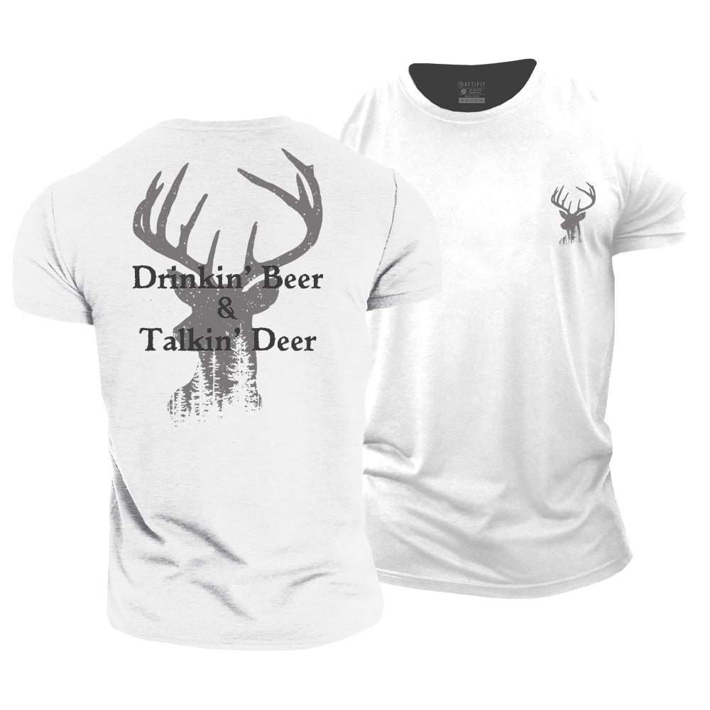 Beer And Deer Cotton T-Shirt