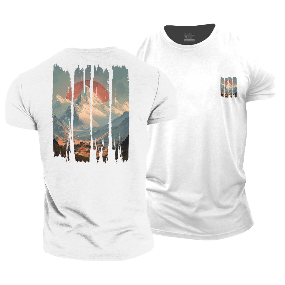 Sunset over the Peaks Cotton T-Shirt