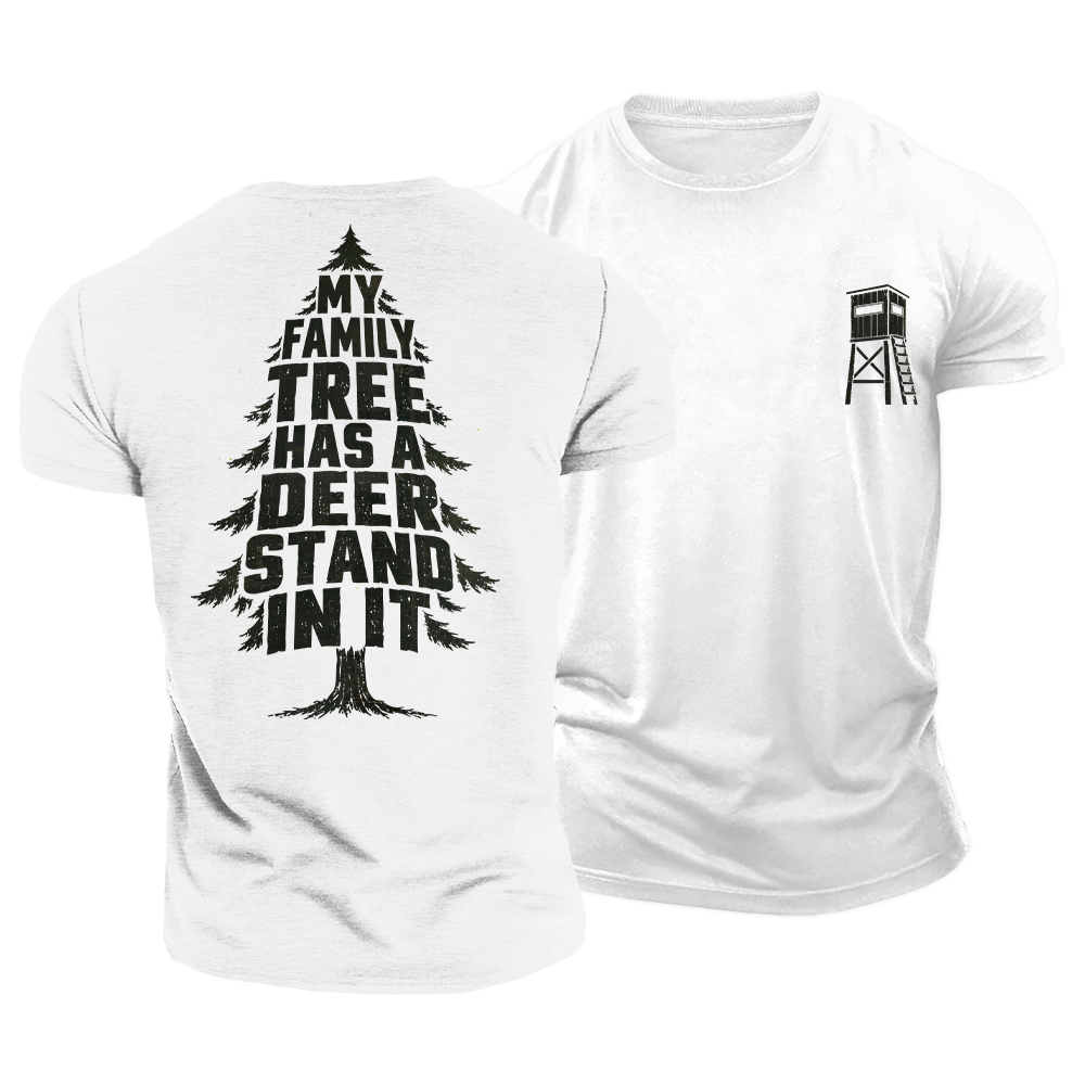 Family Tree Deer Stand Cotton T-Shirt