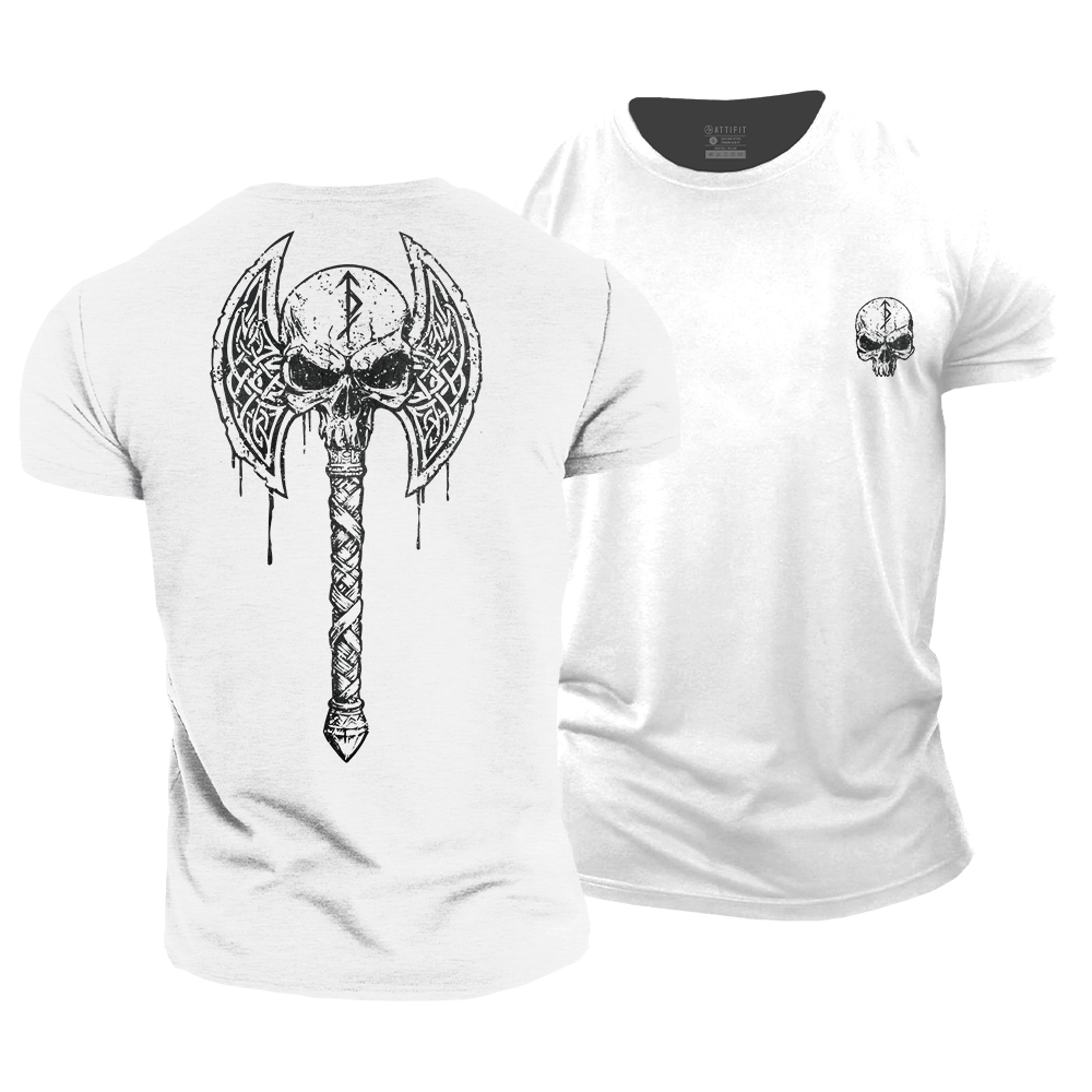 Strength Skull Axe Cotton T-Shirt