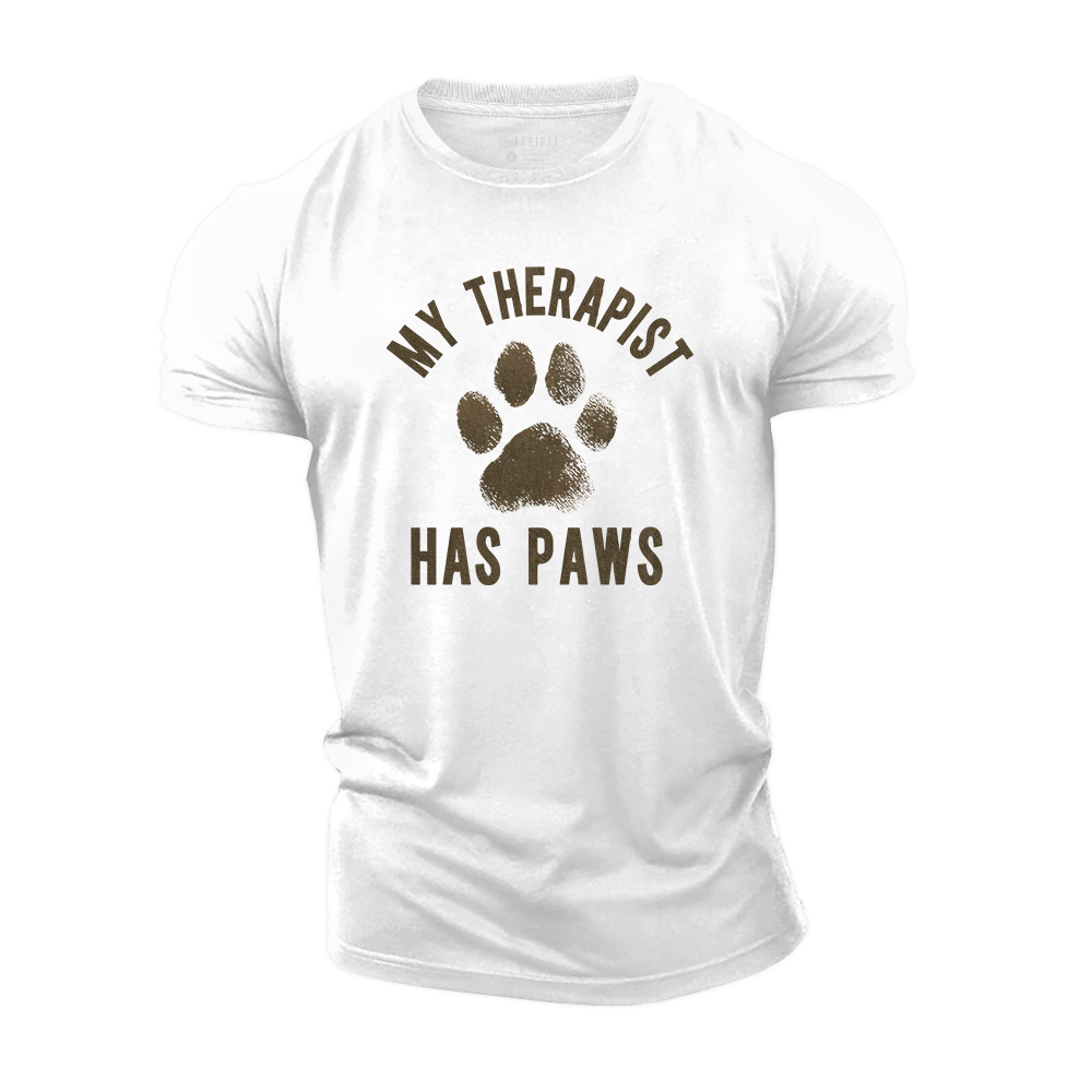 My Therapist Has Paws Cotton T-Shirt