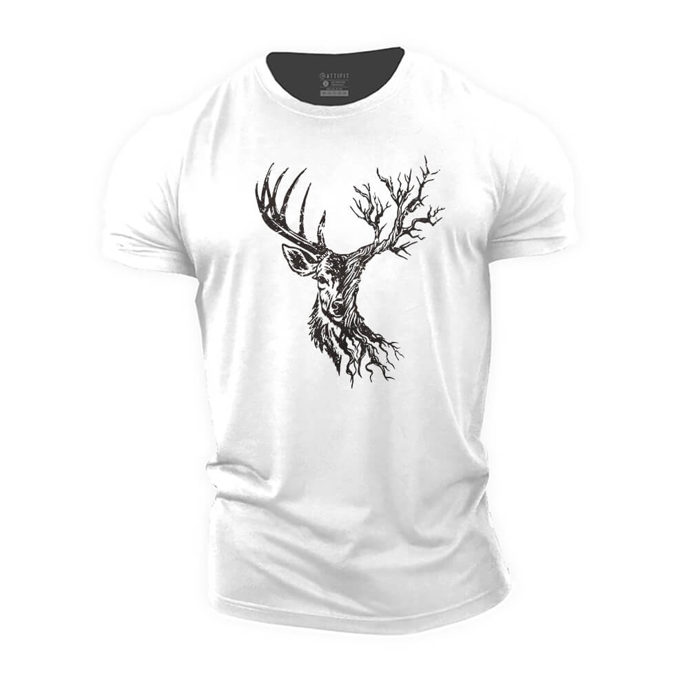 Deer and Tree Cotton T-Shirt