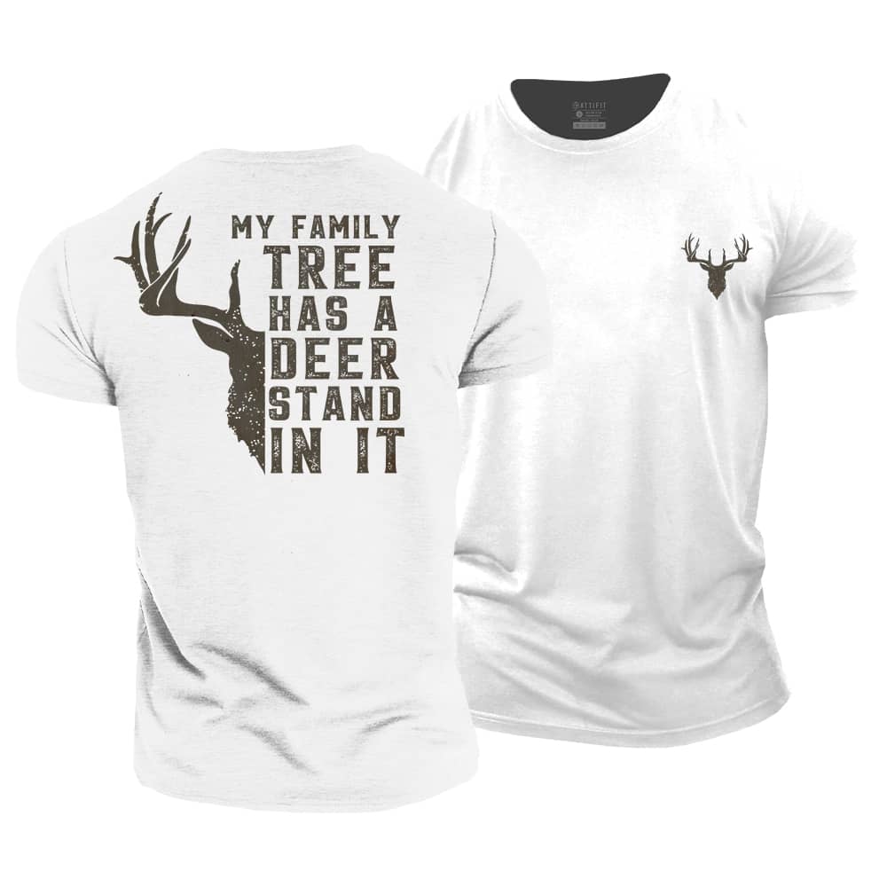 Family Tree Deer Stand Cotton T-Shirt