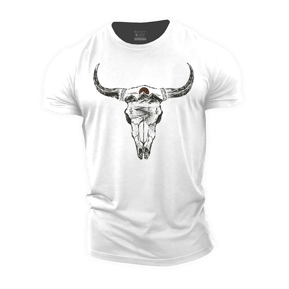 Bull Head Landscape Cotton T-Shirt