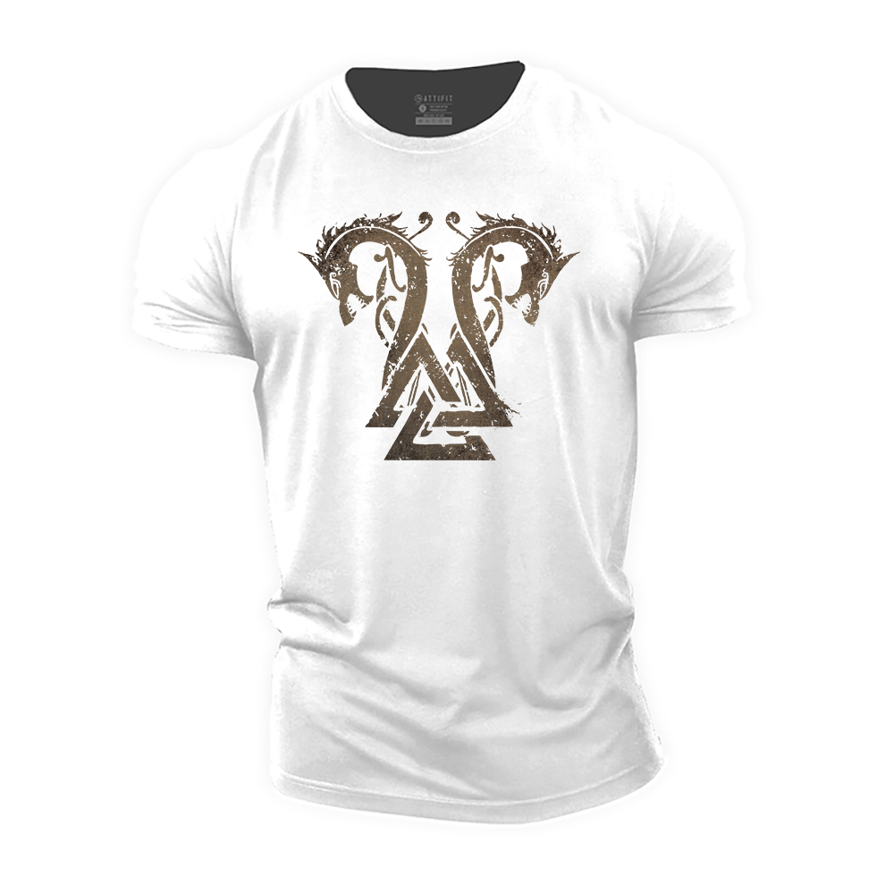 Twin Viking Dragons Cotton T-Shirt