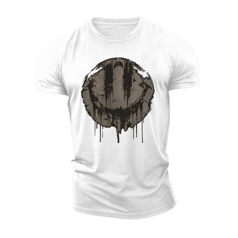 Distressed Smiley Graphic Cotton T-Shirt