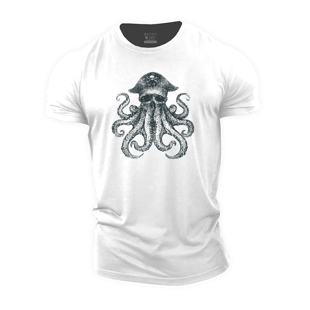 Skull Octopus Pirate Cotton T-Shirt