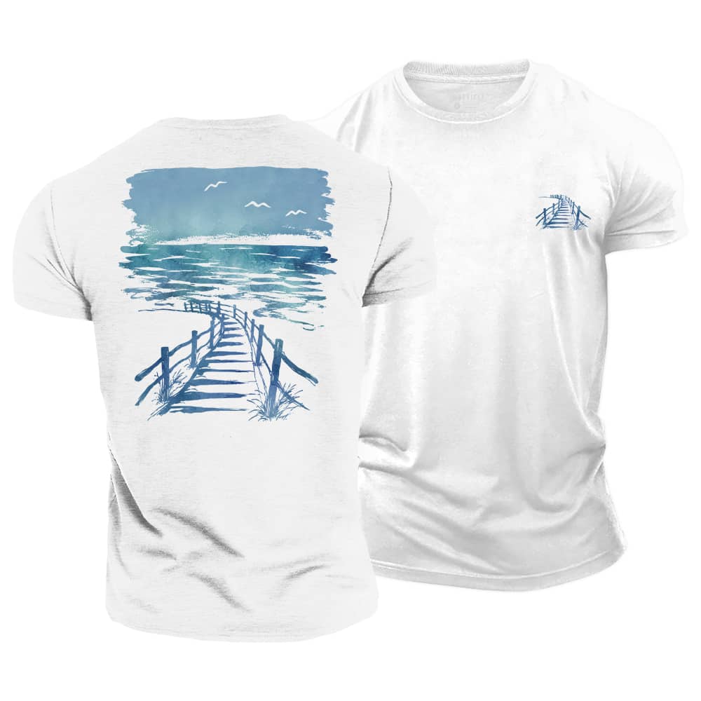 Seaside Boardwalk Cotton T-Shirt