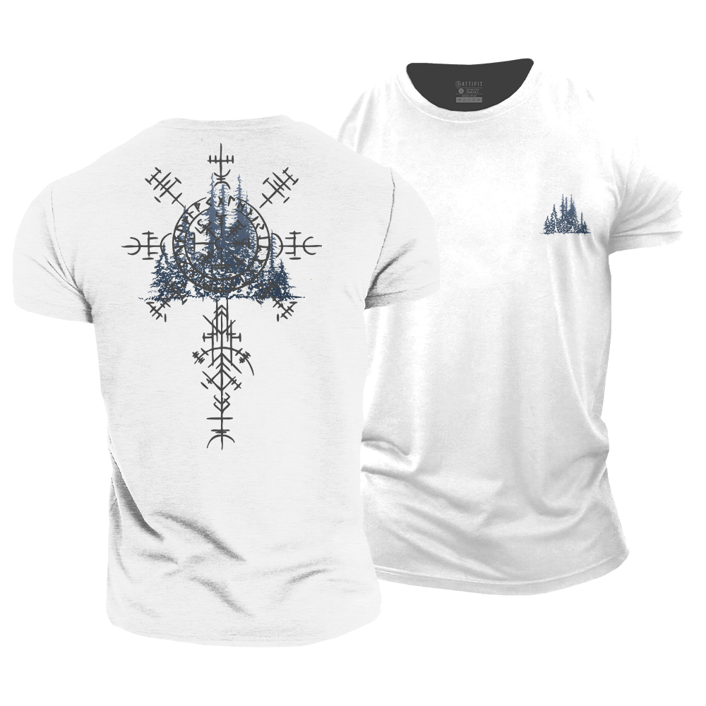 Viking Landscape Compass Cotton T-Shirt