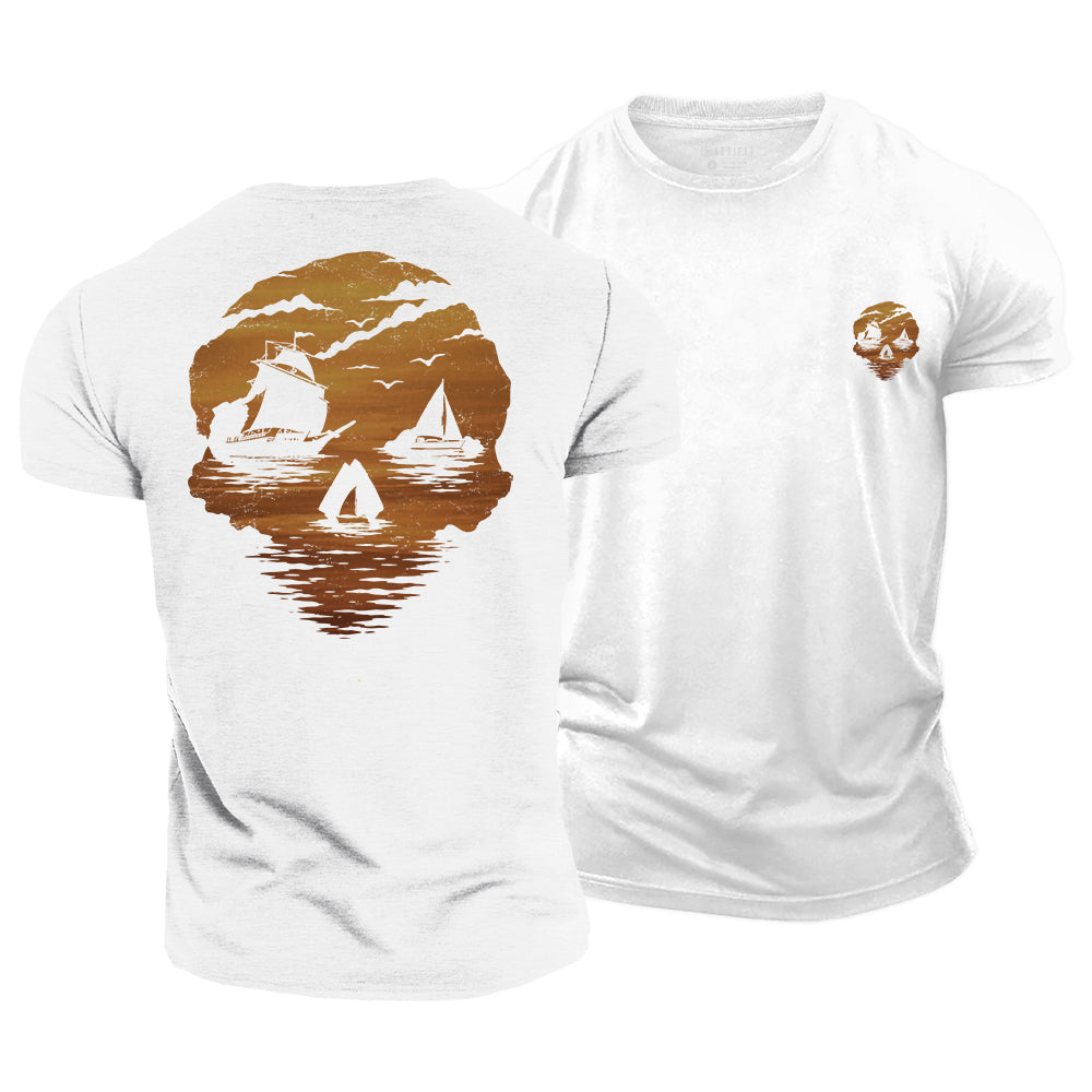Sea Born Spirit Skull Cotton T-Shirt