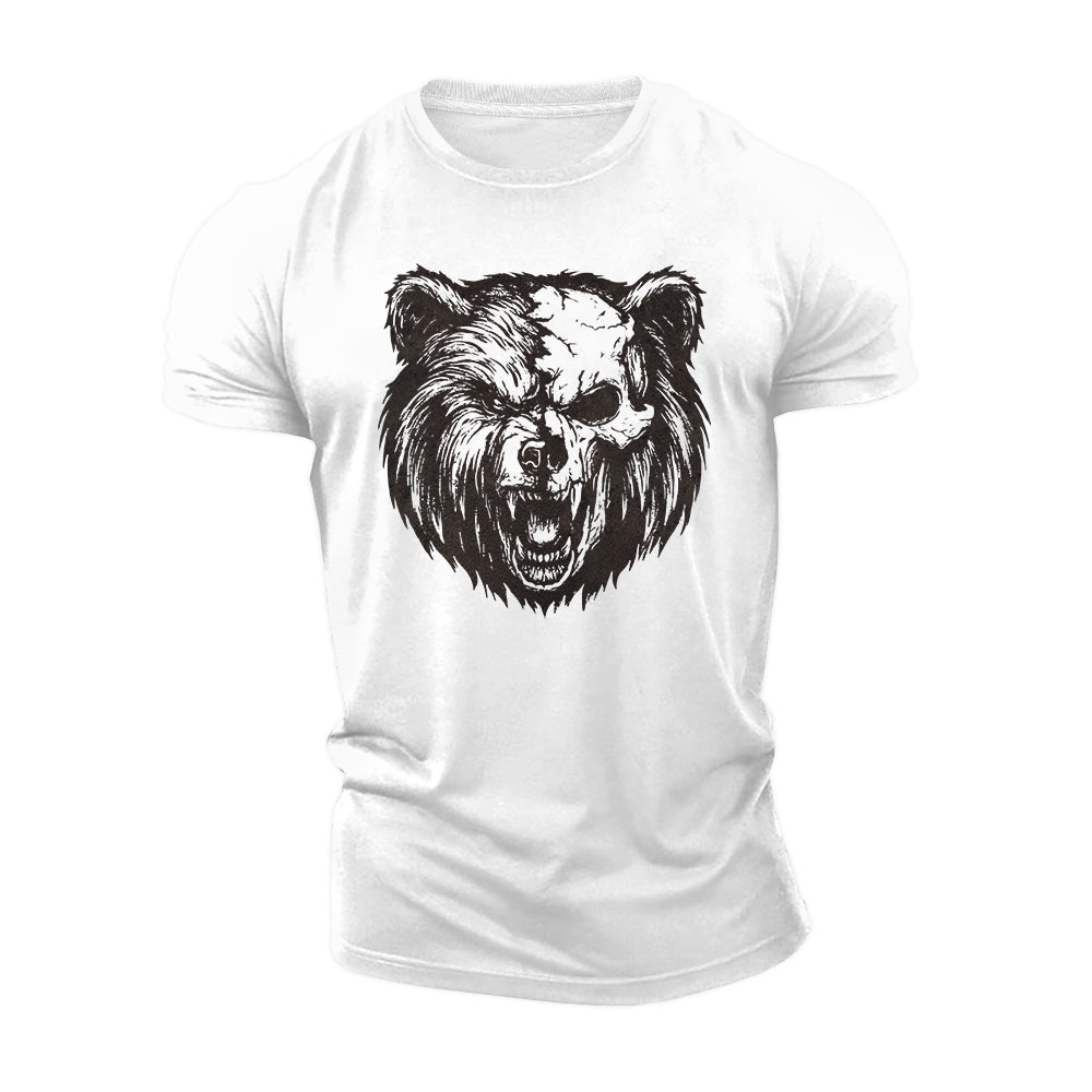 Roaring Bear Skull Cotton T-Shirt