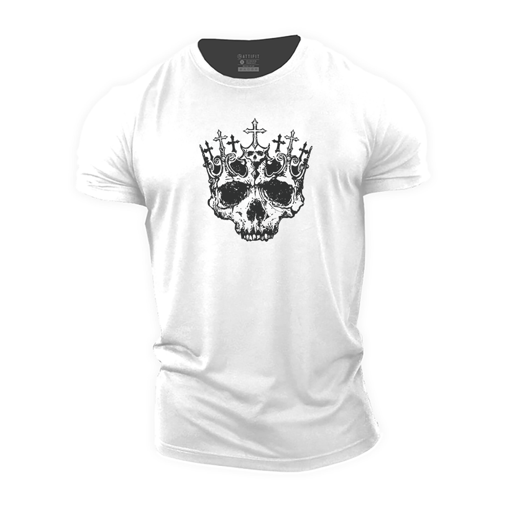 Cross Crown Skull Cotton T-Shirt