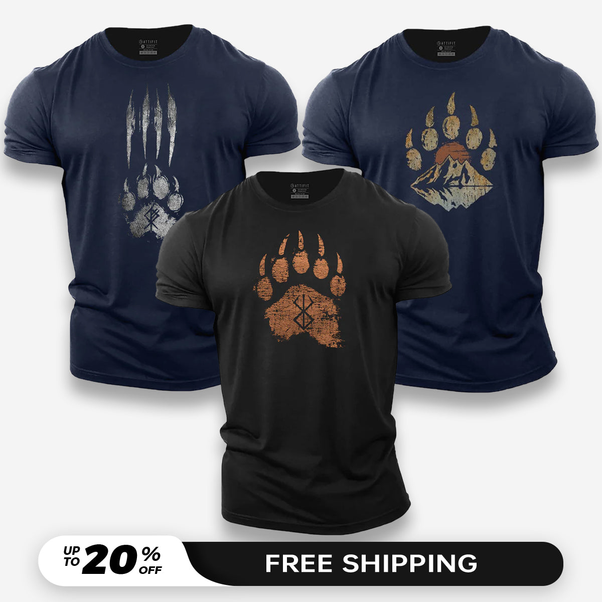 Paw 3-Pack - Cotton T-Shirts