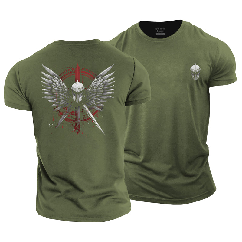 Cotton Spartan Wing Graphic Men's T-shirts