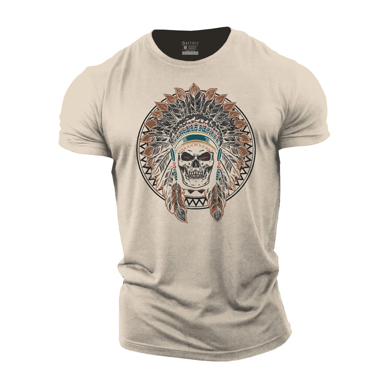 Fitness-T-Shirts mit indischem Skelett-Grafik aus Baumwolle