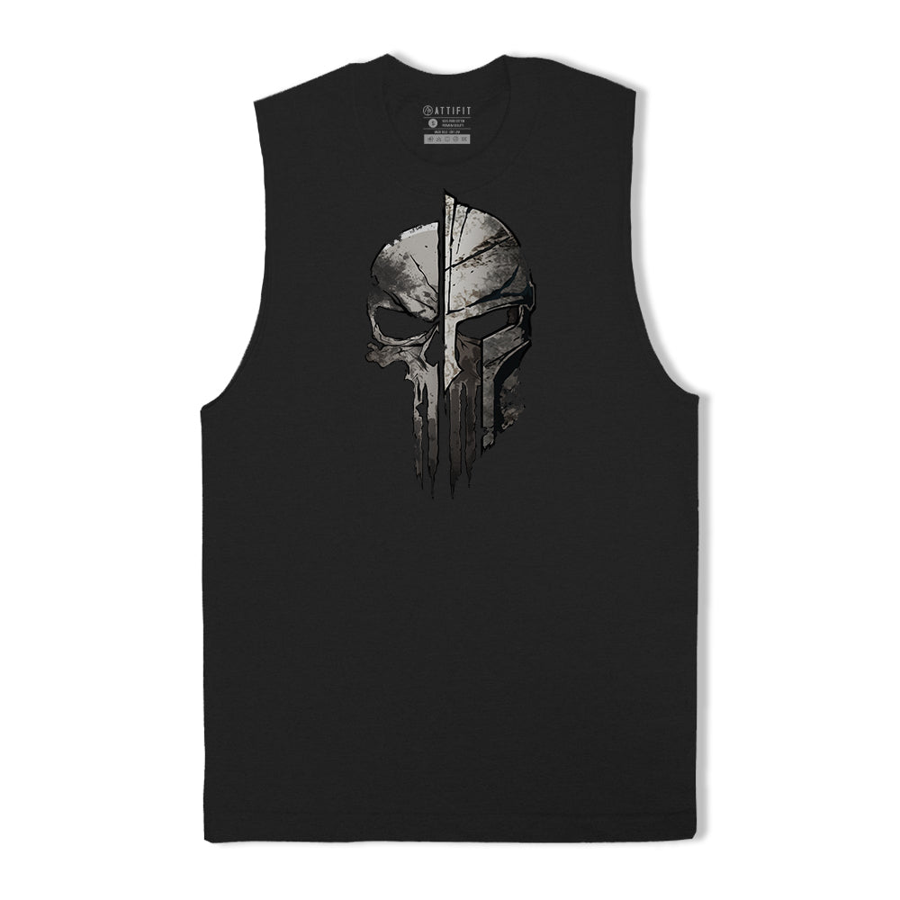 Cotton Fitness Skeleton Spartan Graphic Men's Tank Top