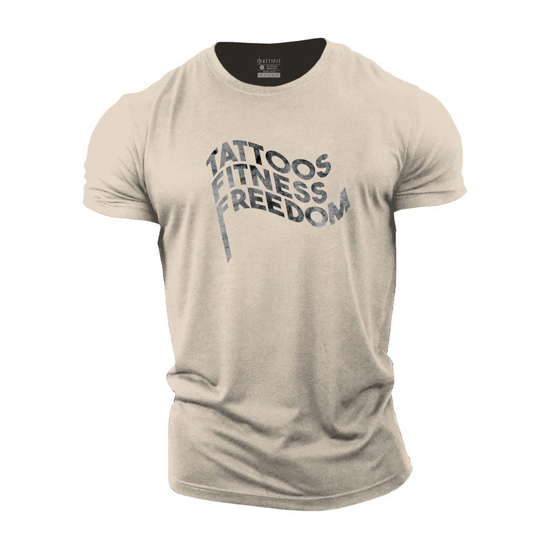 Cotton Tattoos Fitness Freedom Graphic Men's T-shirts