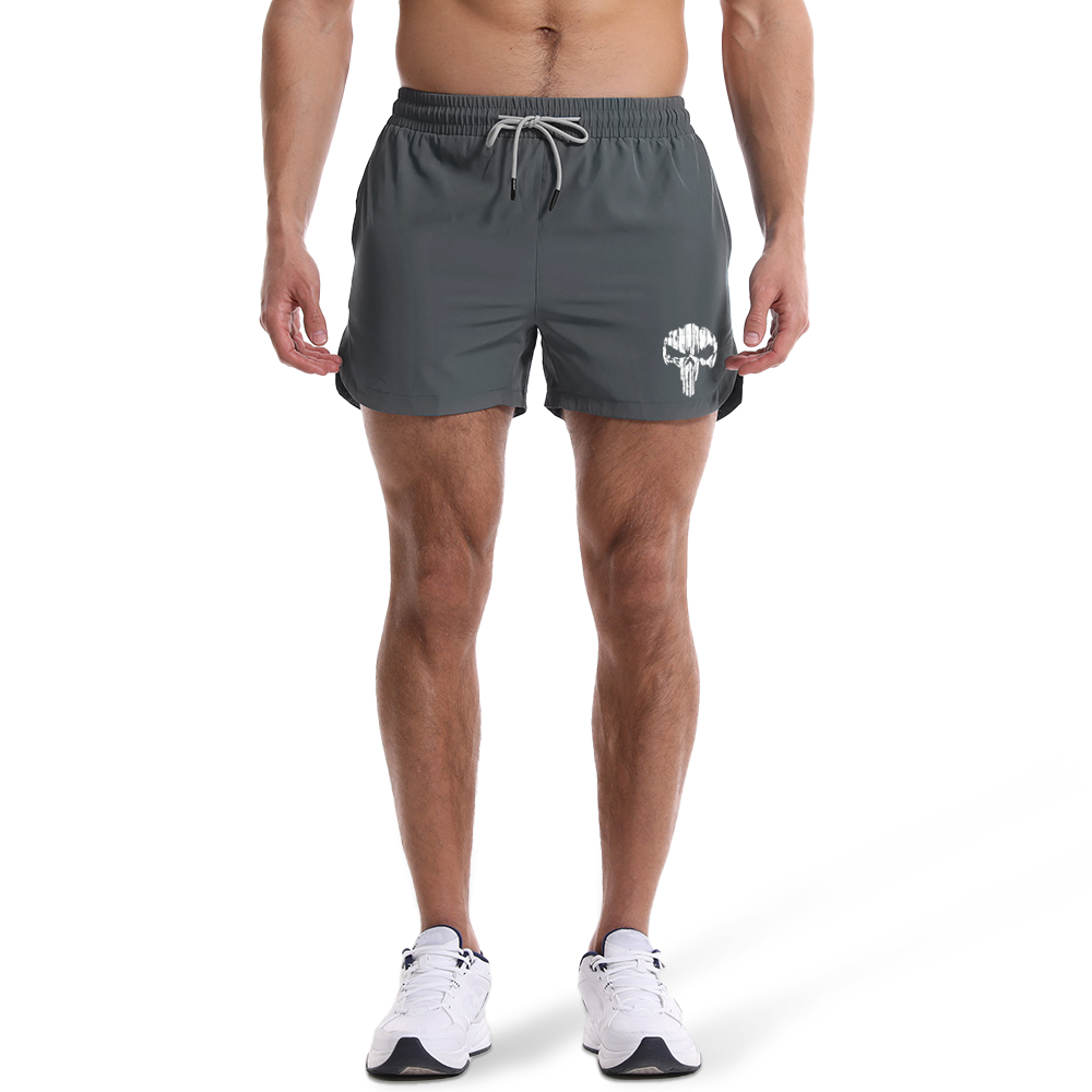 Men's Quick Dry Ripped Skeleton Print Shorts