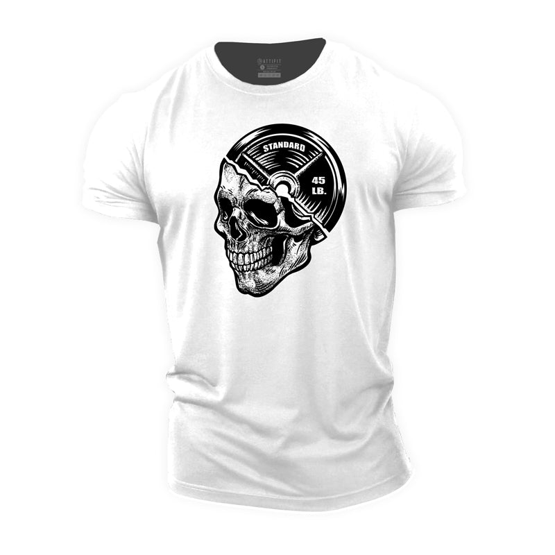 Cotton Dumbbell Skull Graphic Men's T-shirts
