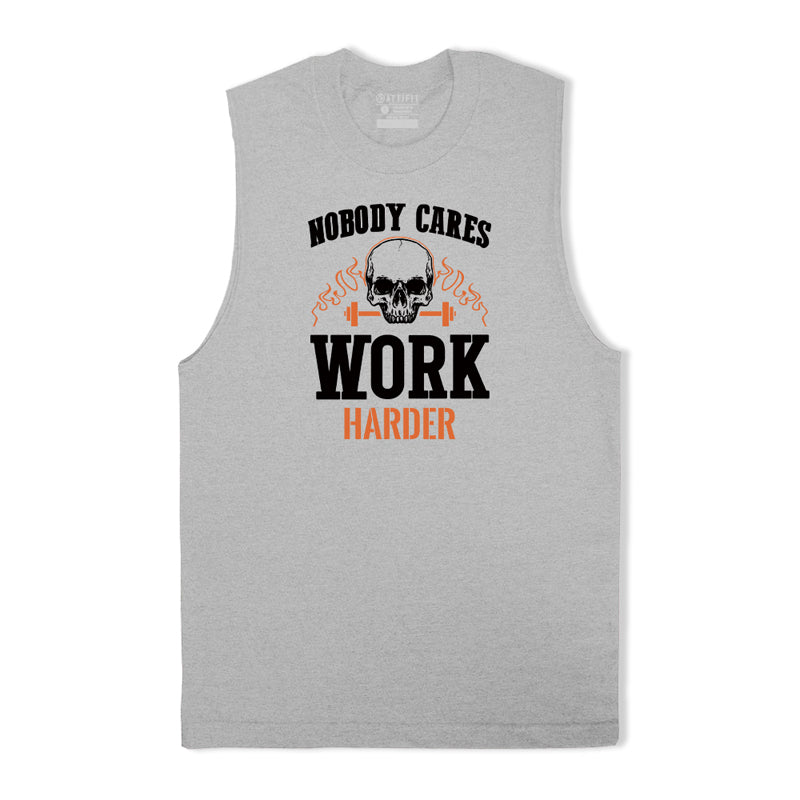 Cotton Skull Work Harder Men's Tank Top