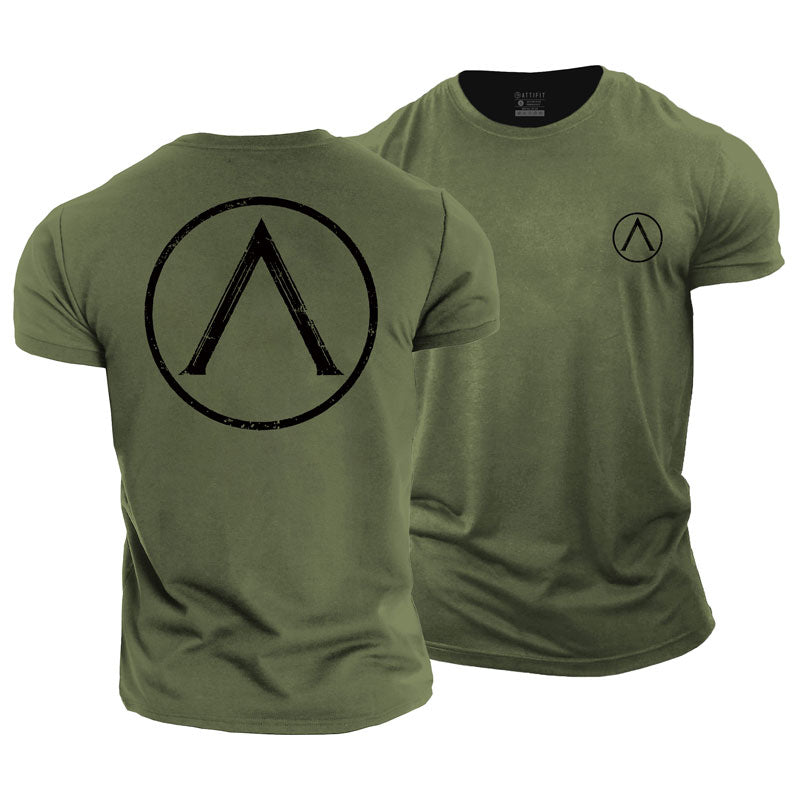 Cotton Spartan Round Shield Graphic Men's T-shirts