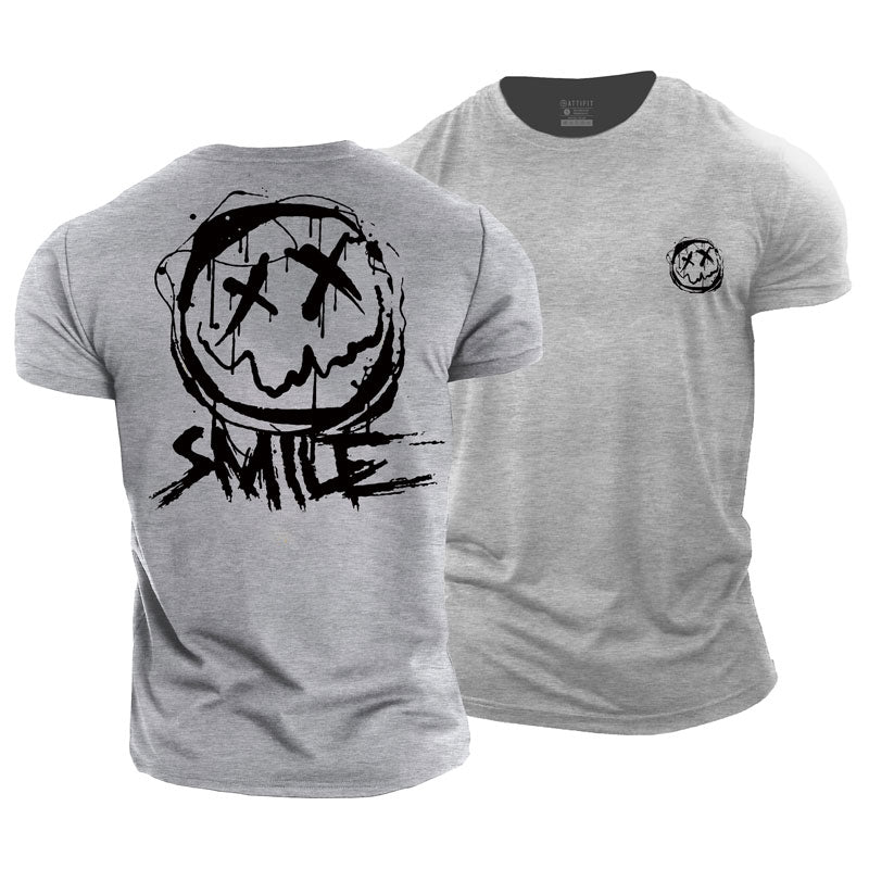T-shirts en coton à motif Happy Face pour hommes