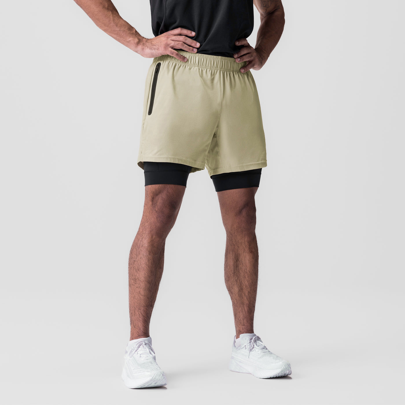 Men’s 2 in 1 Quick Dry Workout Shorts - Apricot