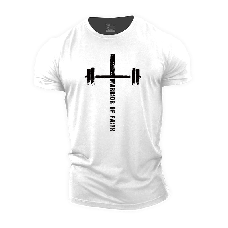 Warrior Of Faith Print Men's Workout T-shirts