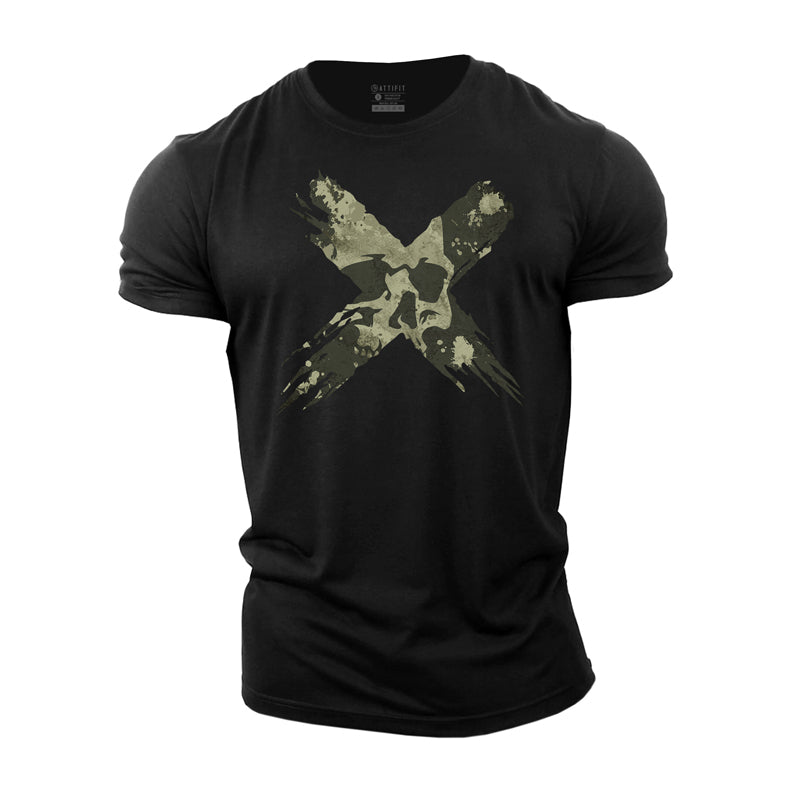 Crossed Skull Graphic Men's Fitness T-shirts
