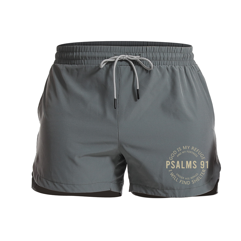 Men's Quick Dry God Is My Refuge Graphic Shorts