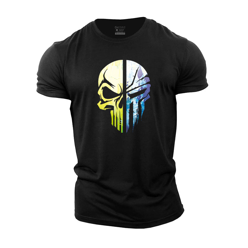 Cotton Oil Painting Skull Workout T-shirts