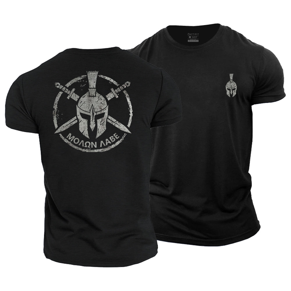 Spartan Molon Labe T-Shirt – Military Army Special Forces Tee, Black, Crew Neck