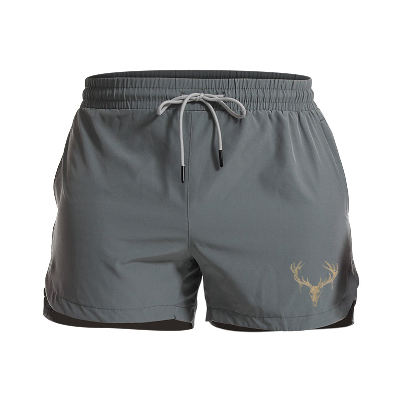 Elk Skull Athletic Quick-Dry Shorts