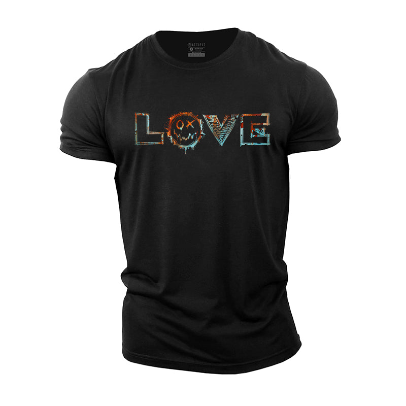 T-shirts pour hommes en coton Love Smiley Graphic