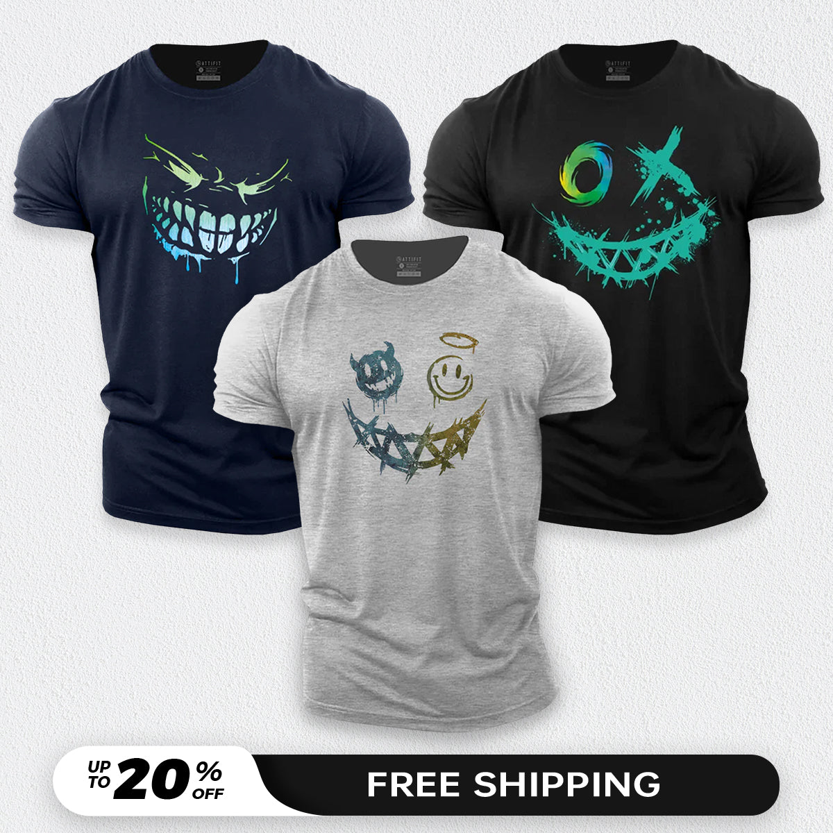 Smiley 3-Pack - Cotton T-Shirts