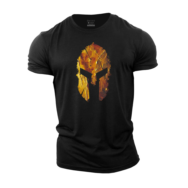 Baumwoll-Ölgemälde-Spartan-Helm-Workout-T-Shirts