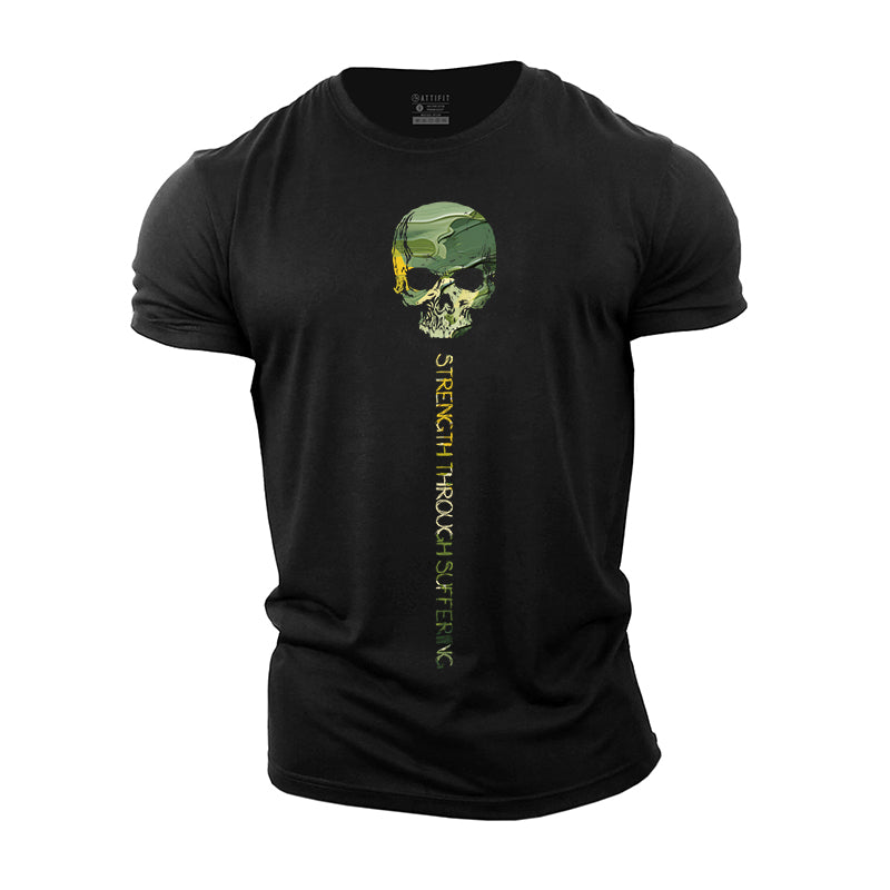 Herren-T-Shirts mit Totenkopf-Stärke-Grafik aus Baumwolle