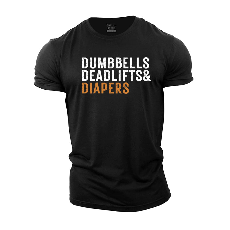 Dumbbells Deadlifts Diapers Graphic Cotton T-Shirts