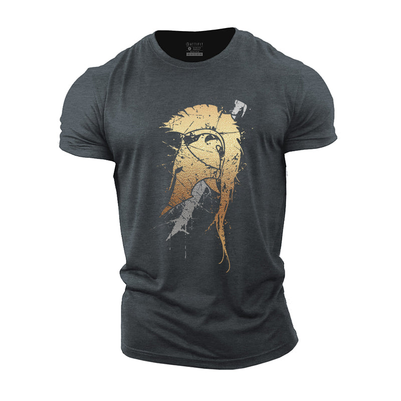 Herren-T-Shirts mit Spartan-Helm-Schwert-Grafik aus Baumwolle