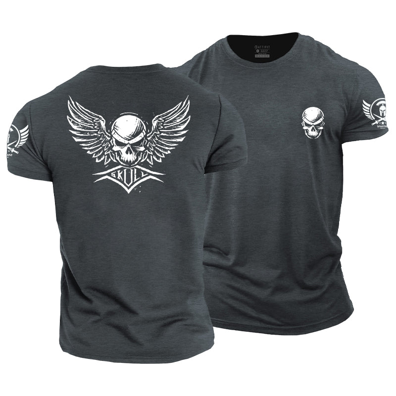 Cotton Skull Wings Graphic Men's T-shirts