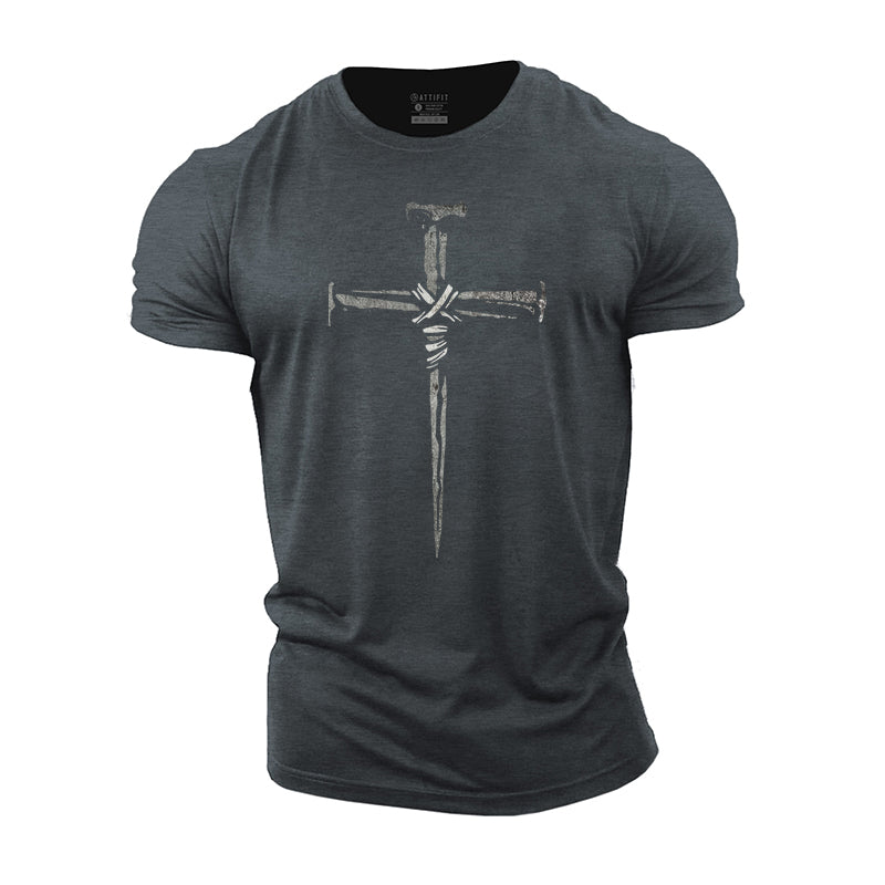 Rust Cross Print Men's Fitness T-shirts