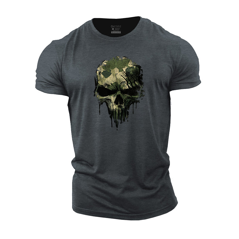 Camouflage Skull Graphic Men's Fitness T-shirts