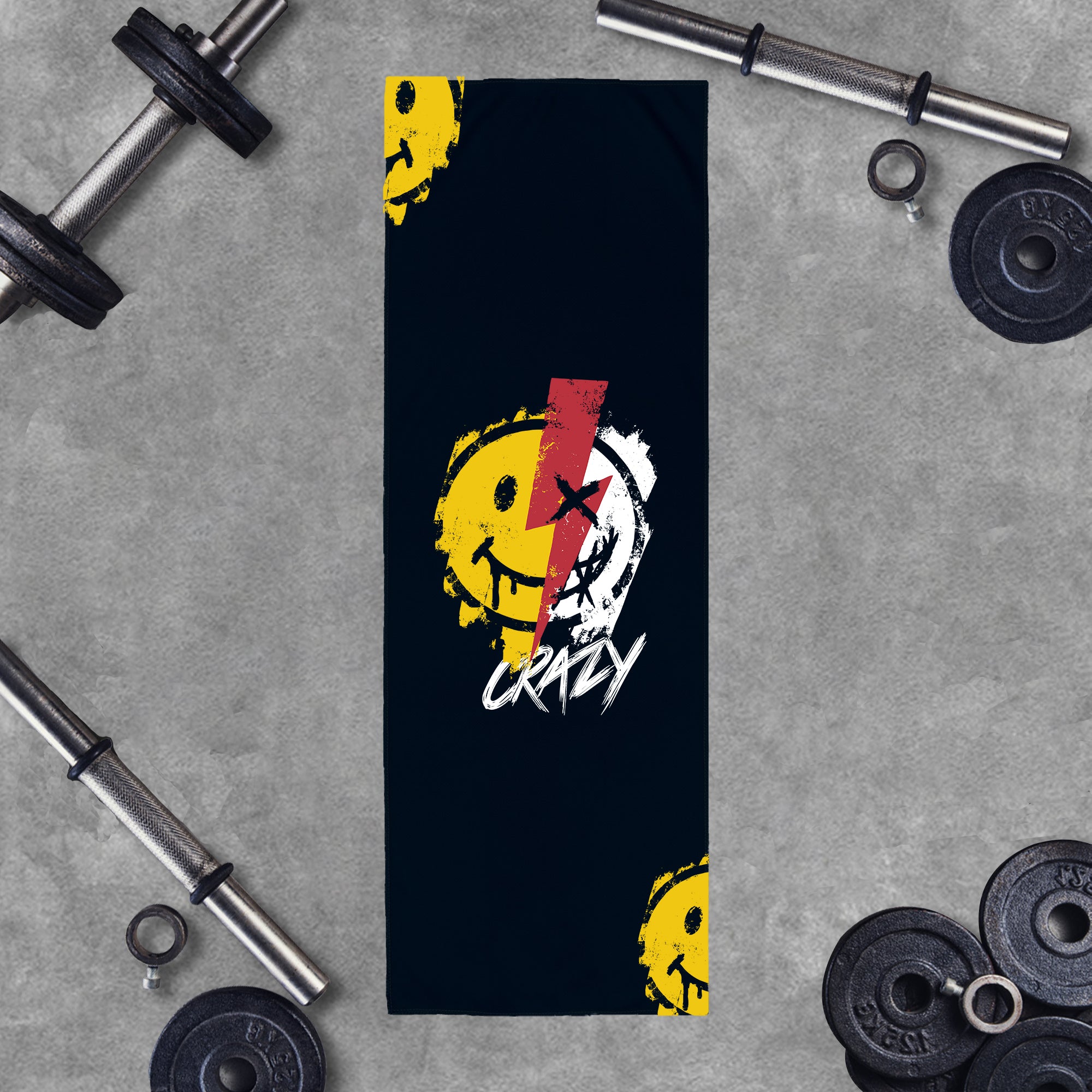 Crazy Smiley Graphic Workout Cooling Towel